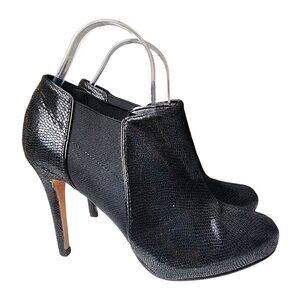 White House Black Market Ankle Stiletto Snakeskin Bootie Black Size 7.5
